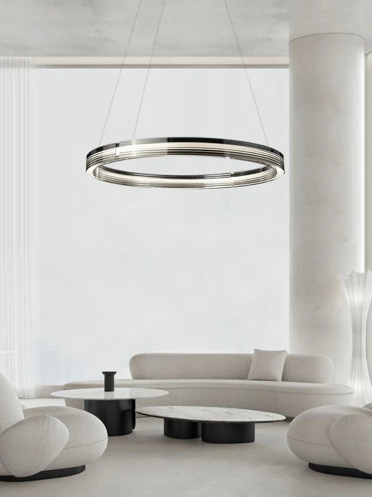 cirkelvormige glazen kroonluchter in minimalistische stijl voor interieurdecoratie