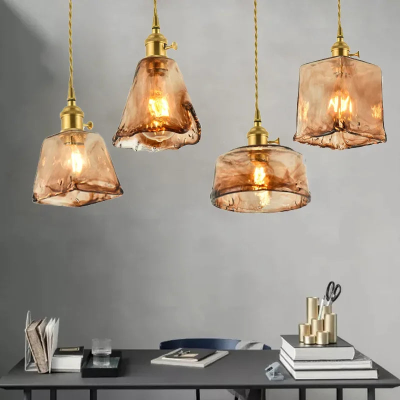retro Scandinavische glazen hanglamp voor café en restaurant