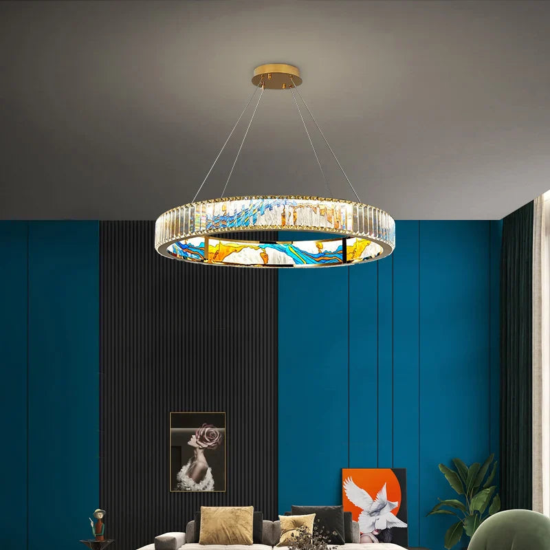 Moderne dimbare LED hanglamp van staal, decoratieve cirkel