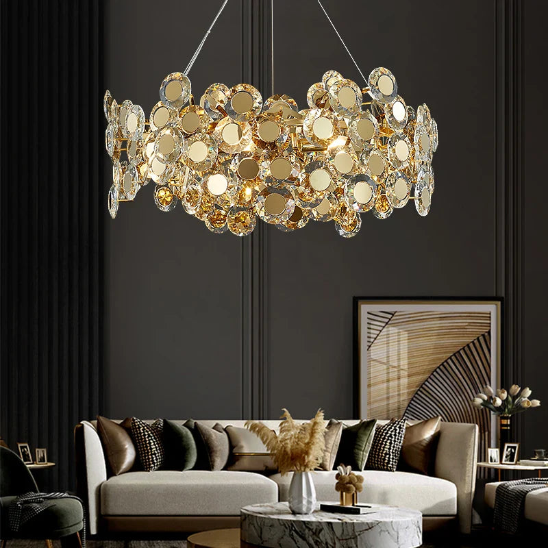 luxe zonnebloemvormige glazen kroonluchter met creatief design voor moderne ruimtes