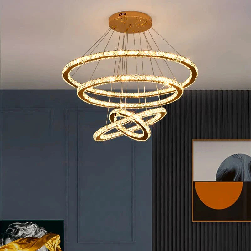 moderne kristallen kroonluchter met hangende led-verlichting voor binnen