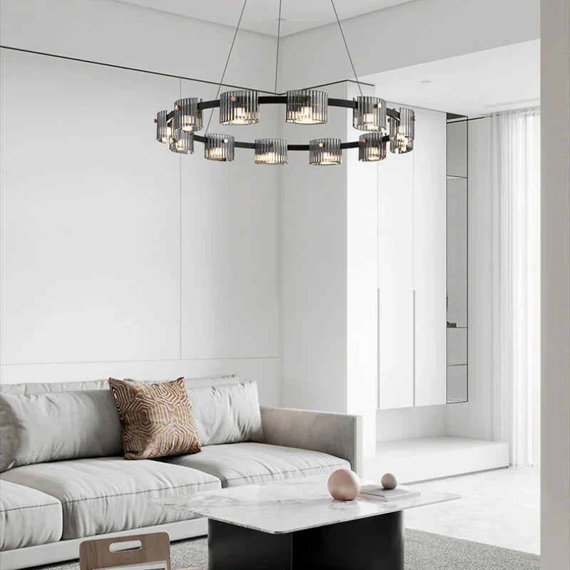 minimalistische gesmede glazen hanglamp met elegante led-verlichting