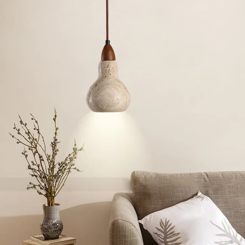 vintage hangende kroonluchter van natuurlijke steen met led