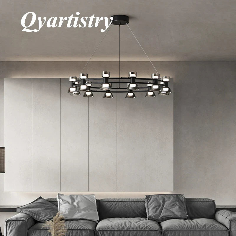 postmoderne bolvormige led-kroonluchter met glazen hanglamp