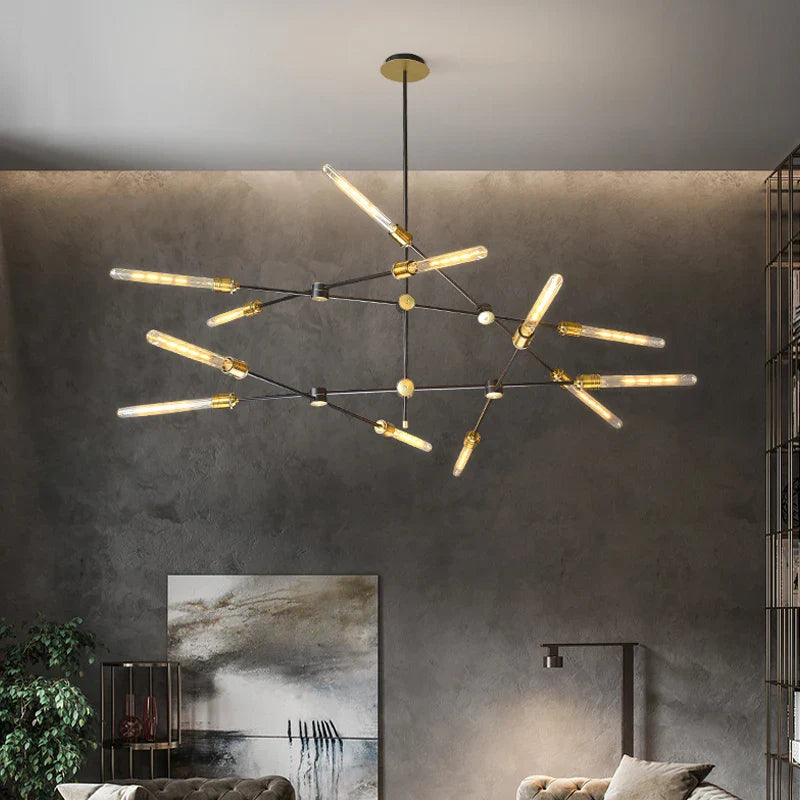 Minimalistische kroonluchter van buisglas