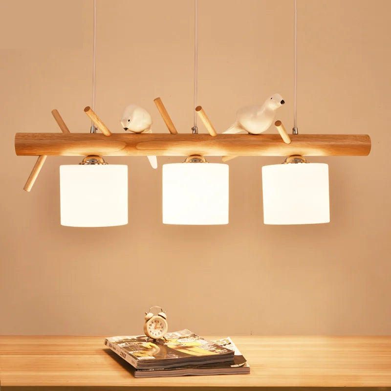 Elegante lichte houten Scandinavische hanglamp
