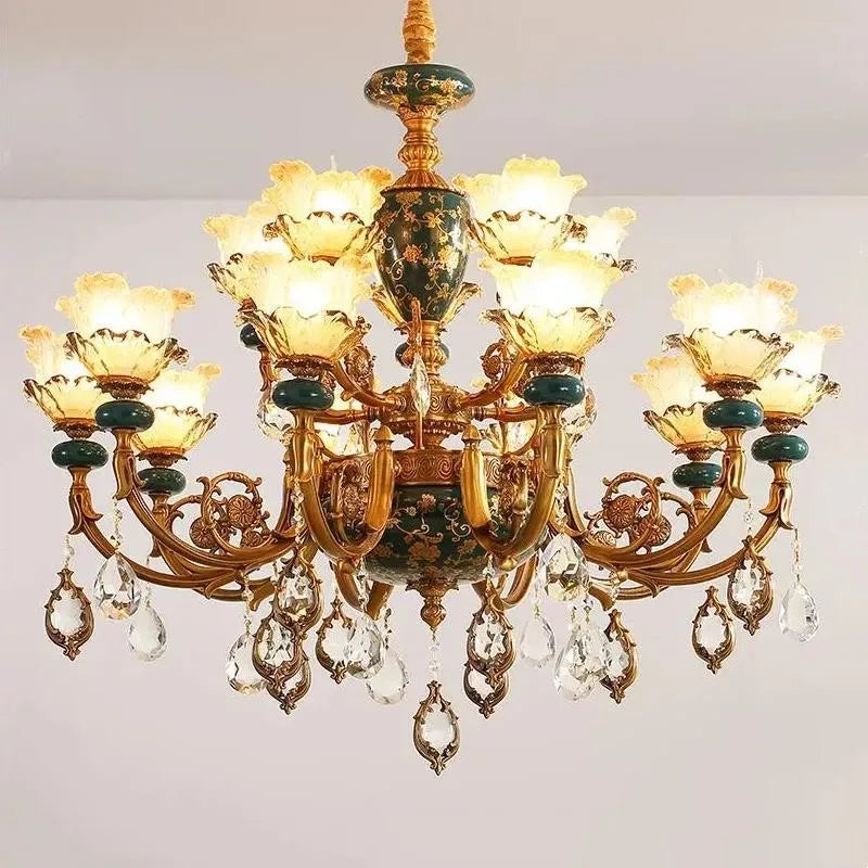 kroonluchter van keramiek met kristallen verlichting voor binnenhuisdecoratie