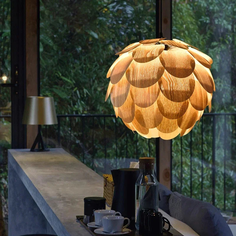 originele ananas kroonluchter van fineerhout voor hotels, bars en restaurants