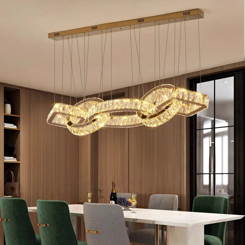 Gouden kristal design kroonluchter modern voor eetkamer binnenverlichting