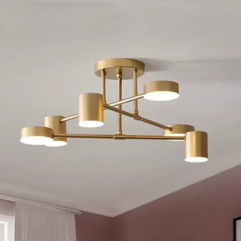 Moderne led kroonluchter semi-zwart wit goud binnen woonkamer eetkamer slaapkamer