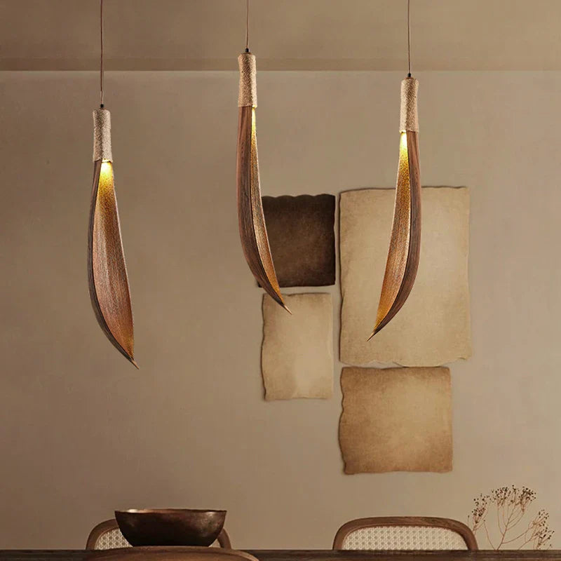 Japanse wabi-sabi retro kunst kroonluchter met natuurlijke bladeren voor winkels en restaurants