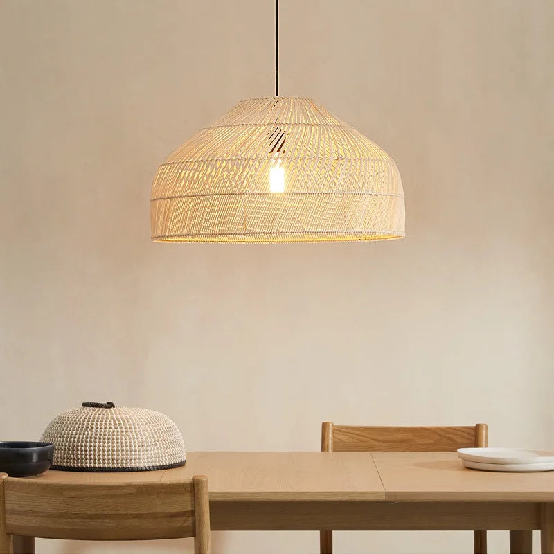 rotan kroonluchter in vintage Aziatische stijl met hangende led