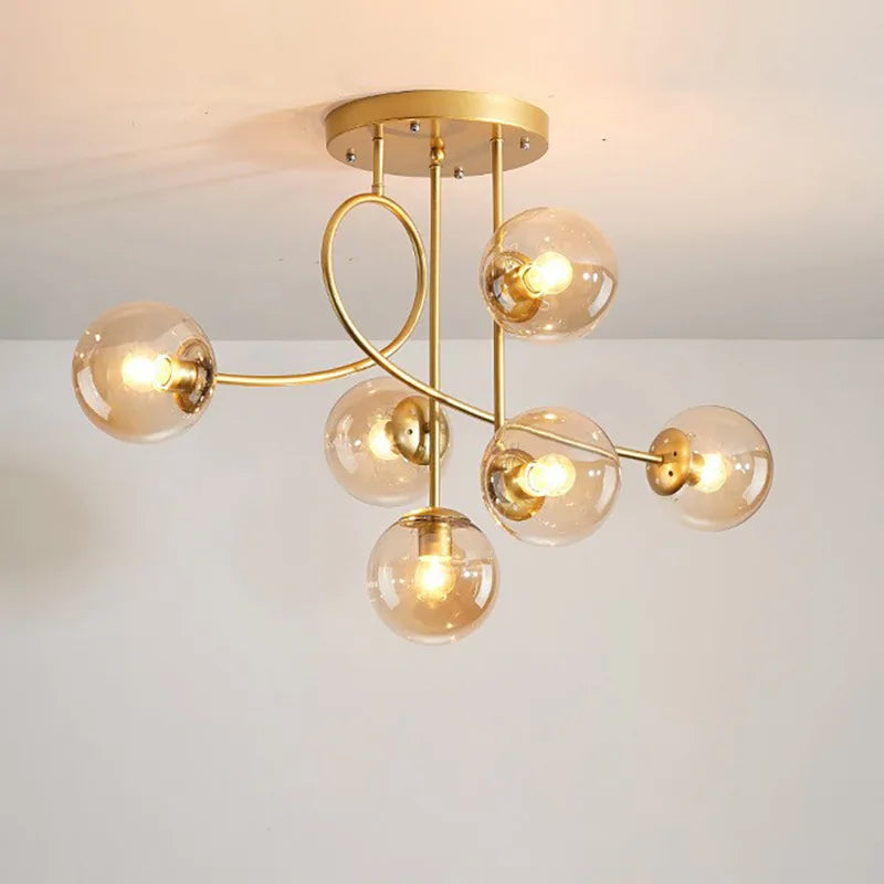 minimalistische moderne nordische led-hanglamp van goudkleurig glas