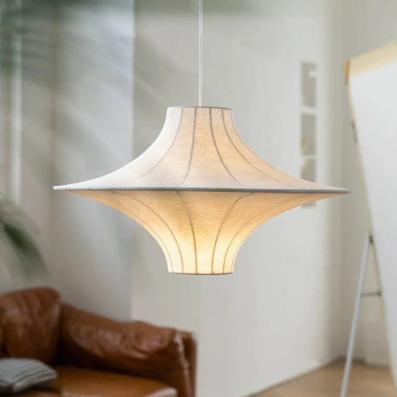 Japanse zijden kroonluchter in wabi-sabi stijl voor elegante verlichting