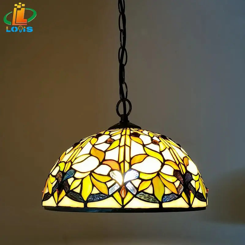 Unieke elegante Tiffany lamp met bladeren