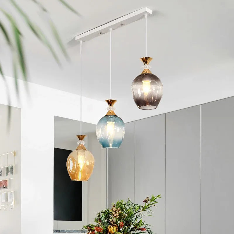 hangende getinte glazen kroonluchter voor nordische restaurantdecoratie