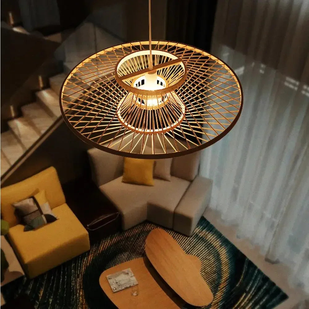 Verlichte bamboe hanglamp