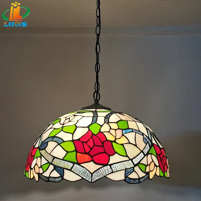Vintage design lamp met bloemen van glas