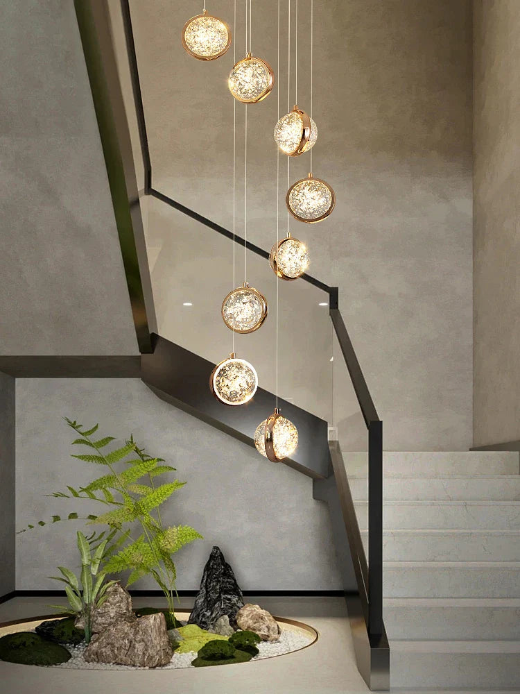 roterende noordse designkroonluchter in kristal voor binnenverlichting