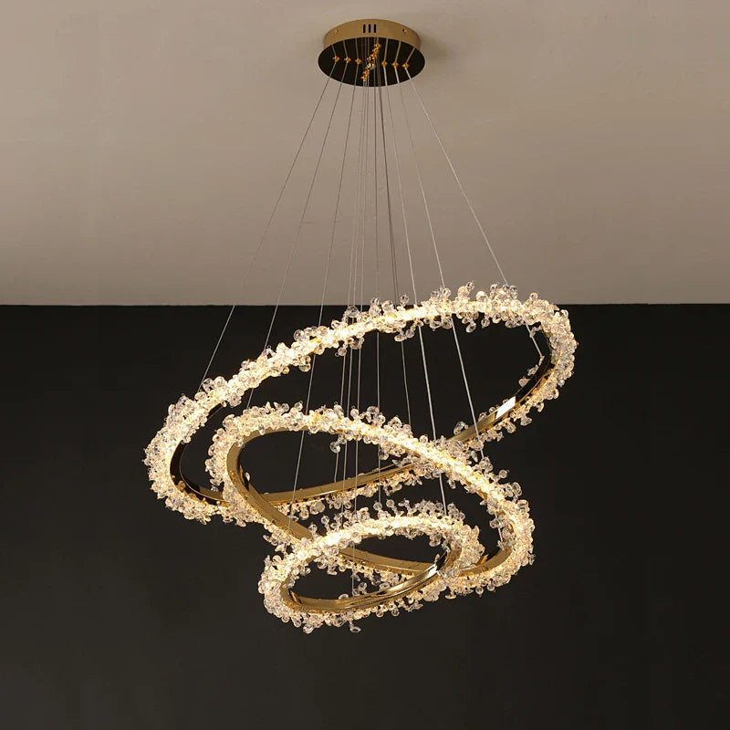 moderne luxe kristallen hanglamp met variabele led ringverlichting