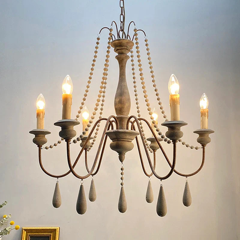 Elegante rustieke vintage houten hanglamp