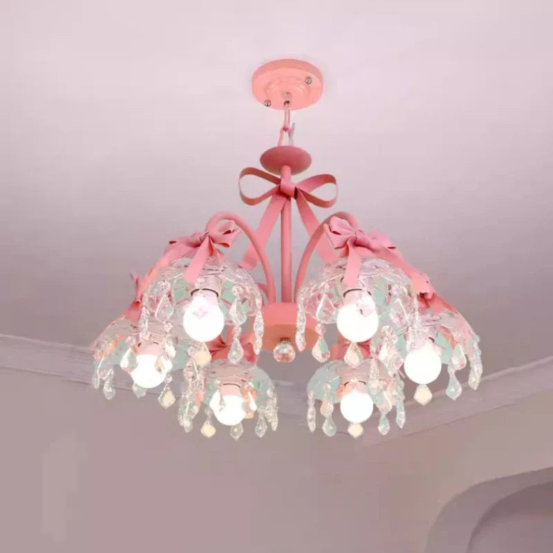 schattige lampenkap voor meisjeskamer met roze kristallen strik
