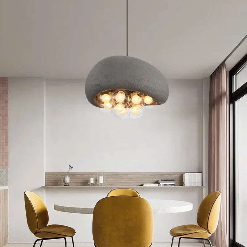 minimalistische hangende kroonluchter in wabi sabi stijl met led-verlichting
