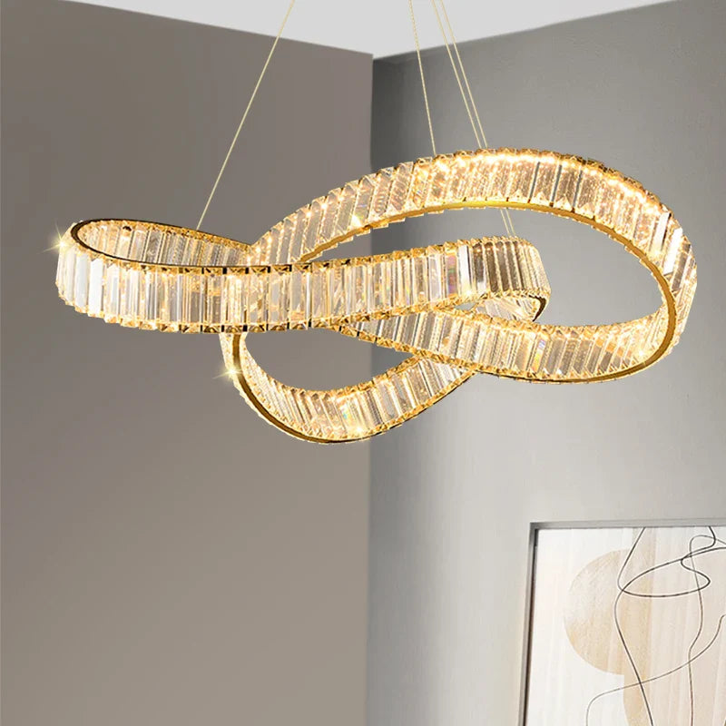 hangende spiraalvormige minimalistische moderne kristallen led-kroonluchter