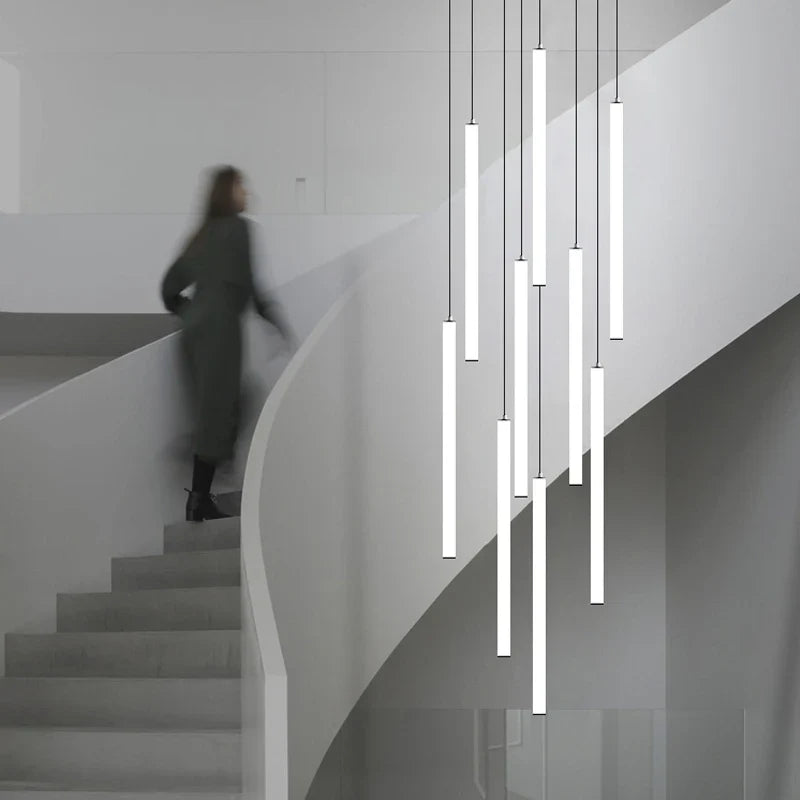 lange moderne buis kroonluchter voor noordse villa en tentoonstellingshal