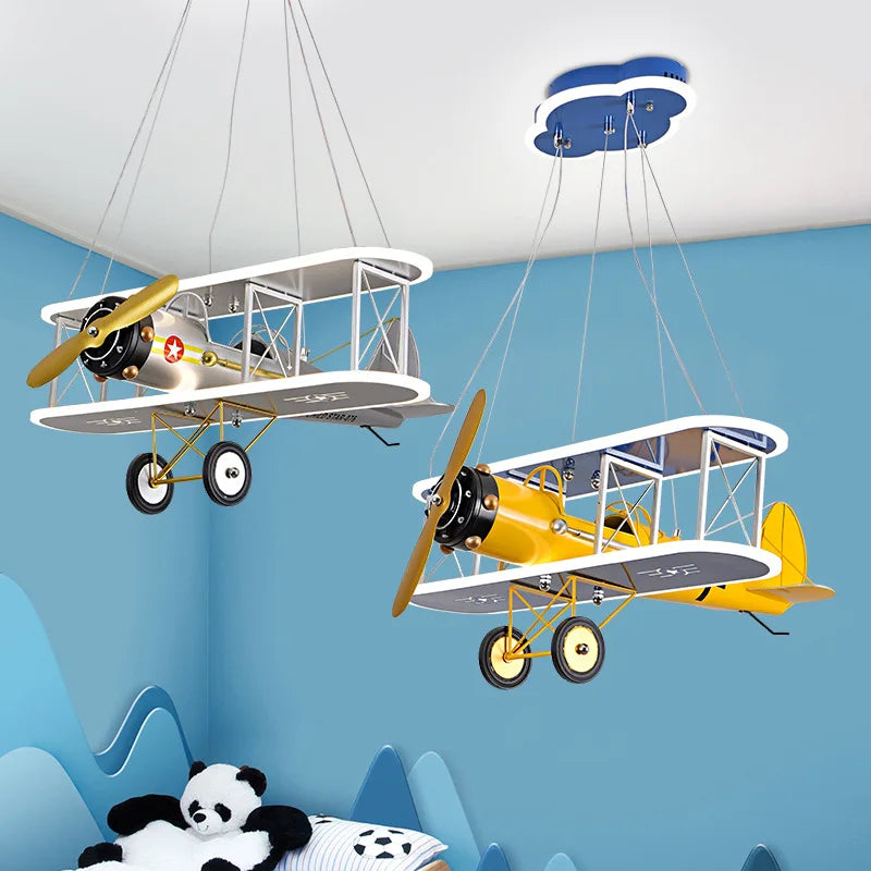 creatieve vliegtuig- en helikopterkroonluchter voor moderne kinderkamer
