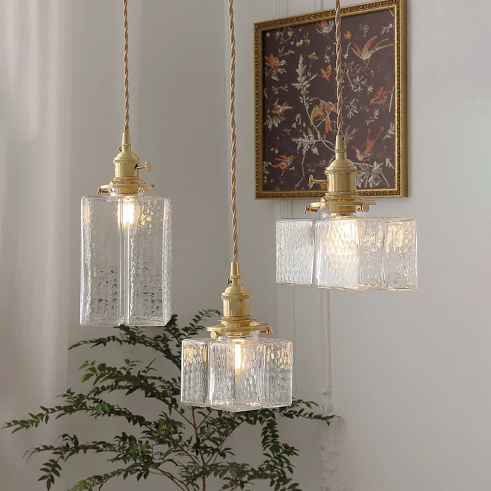 Retro vierkante glazen pot hanglamp Vintage LED lampenkap lampenkroon voor eetkamer slaapkamer nachtkastje creatieve verlichting