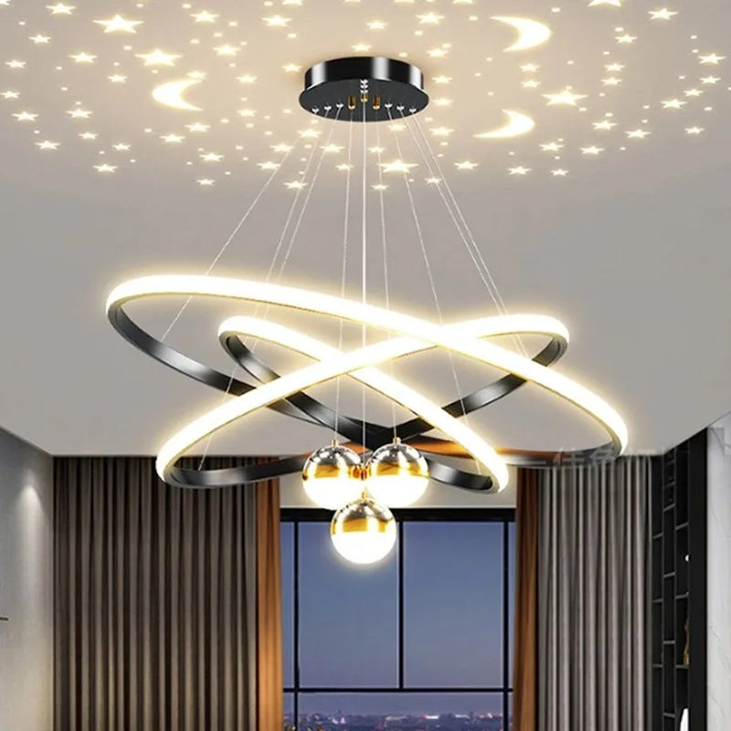 Romantische LED kroonluchter met sterrenstelsel thema