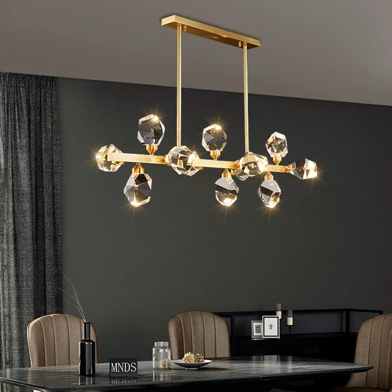moderne luxe led-kroonluchter van messing met diamantkristal