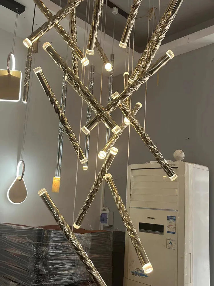 dubbele spiraaltrap led hanglamp moderne grote cilinder