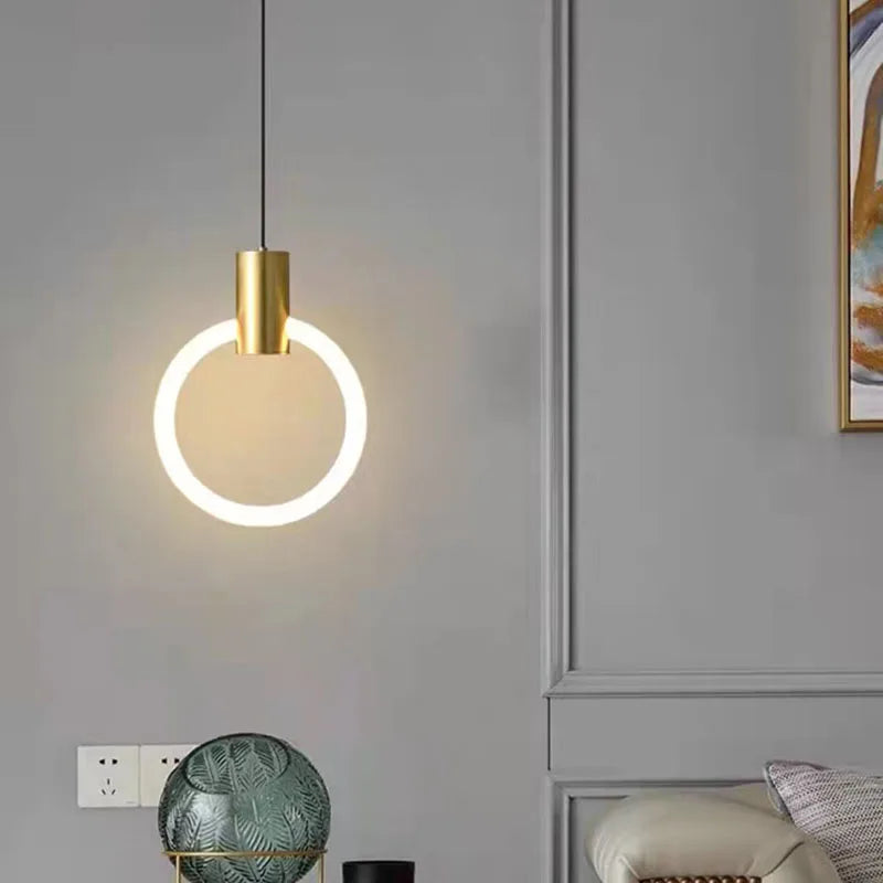 minimalistische led-hanglamp van acryl en koper met 3 kleurtemperaturen