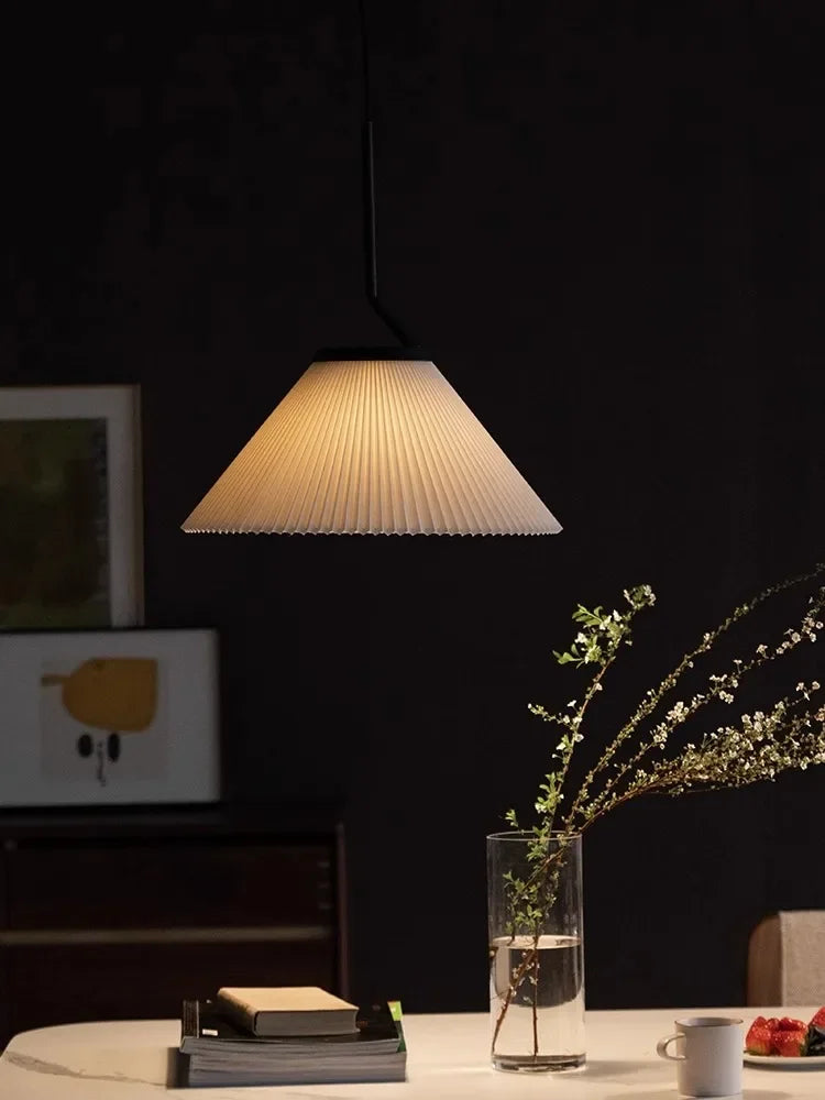 Elegante crème plissé Scandinavische hanglamp