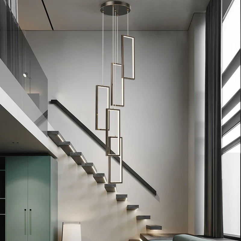 moderne koperen hanglamp met elegante led-designverlichting