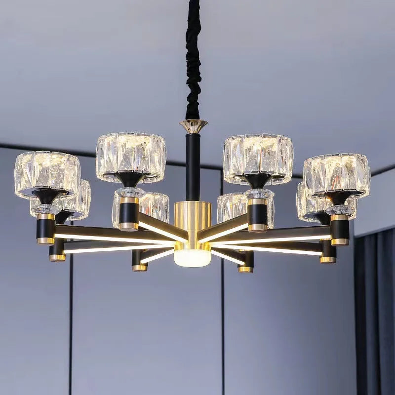 Scandinavische luxe verlichting woonkamer LED kristallen kroonluchter modern minimalistisch luxe eetkamer slaapkamer goud en zwart plafondlampen