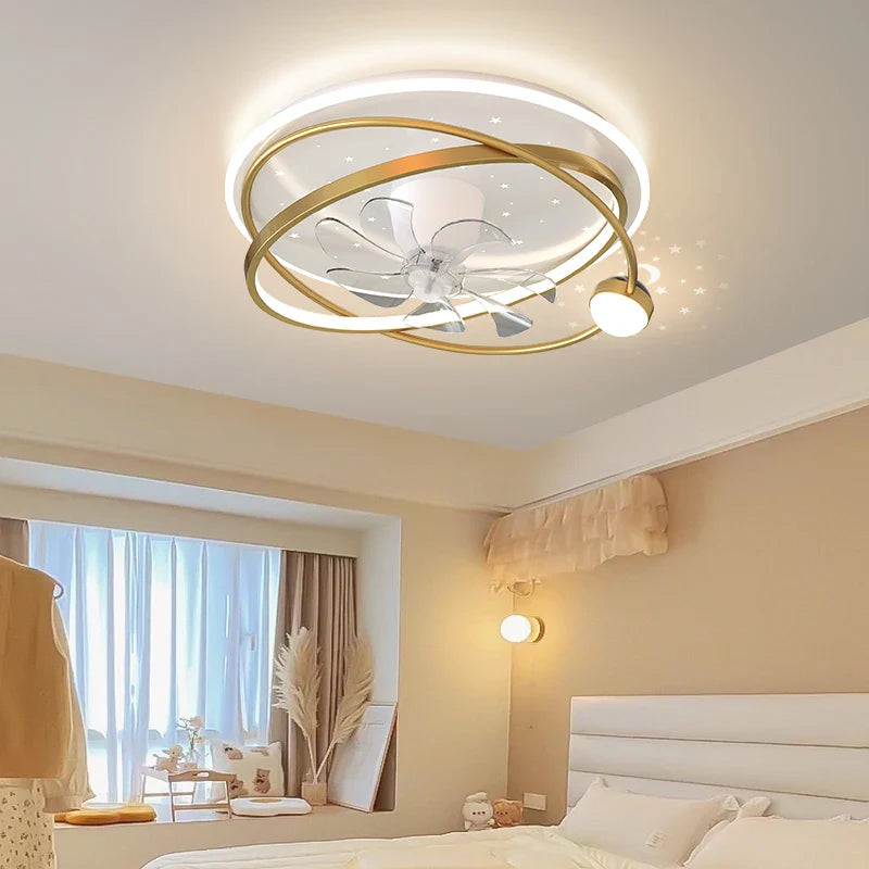 moderne hanglamp met slimme verlichting en ventilator voor interieur