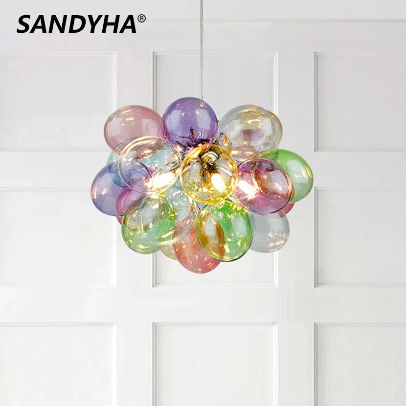 LED-kroonluchter met glazen bol bubbel hangdecoratie