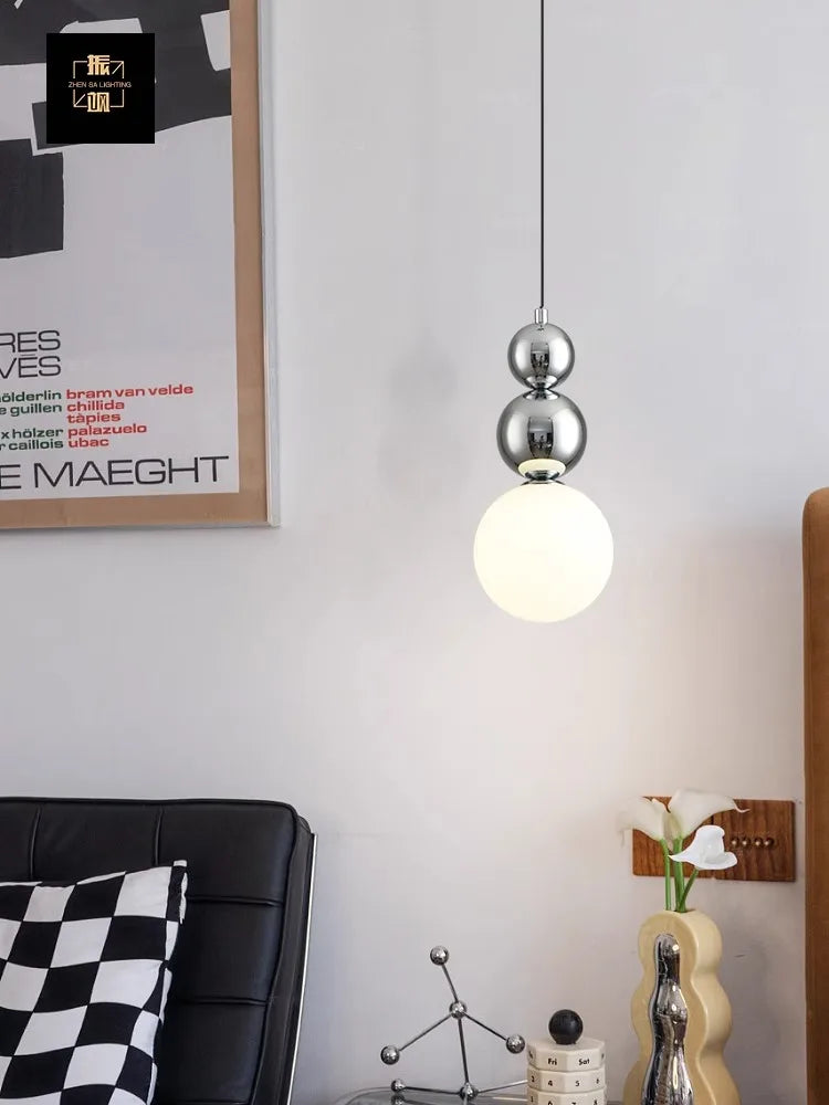 minimalistische noordse stijl crème glazen bol kroonluchter