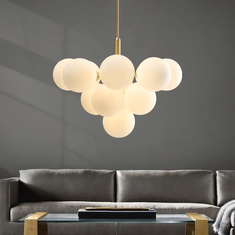 Scandinavische koperen kroonluchter creatief ontwerp met led-glas