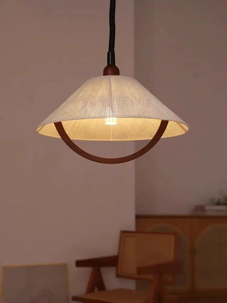 moderne artistieke design lampenkroonluchter in henneptouw hout met verstelbare draad