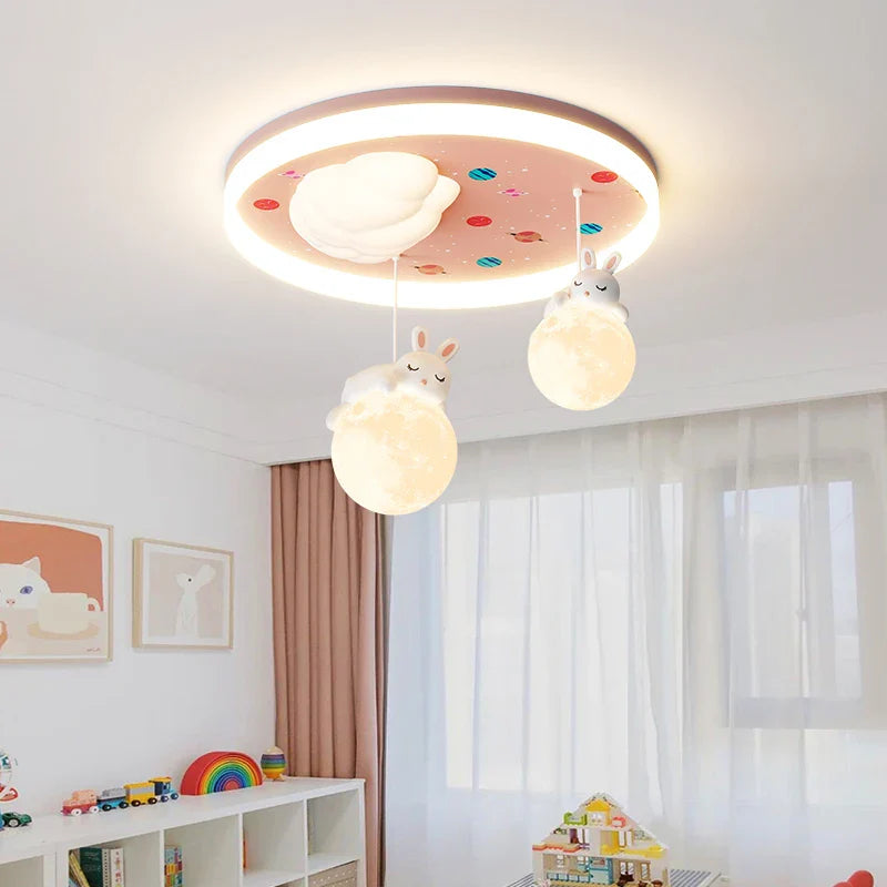 led kroonluchter voor kinderen met beer- en konijnmotief