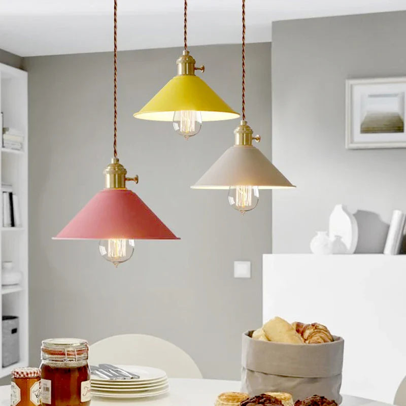 Scandinavische Macaron gekleurde LED eenvoudige hanglamp van smeedijzer binnenverlichting woonkamer slaapkamer hanglamp huisdecoratie kroonluchter