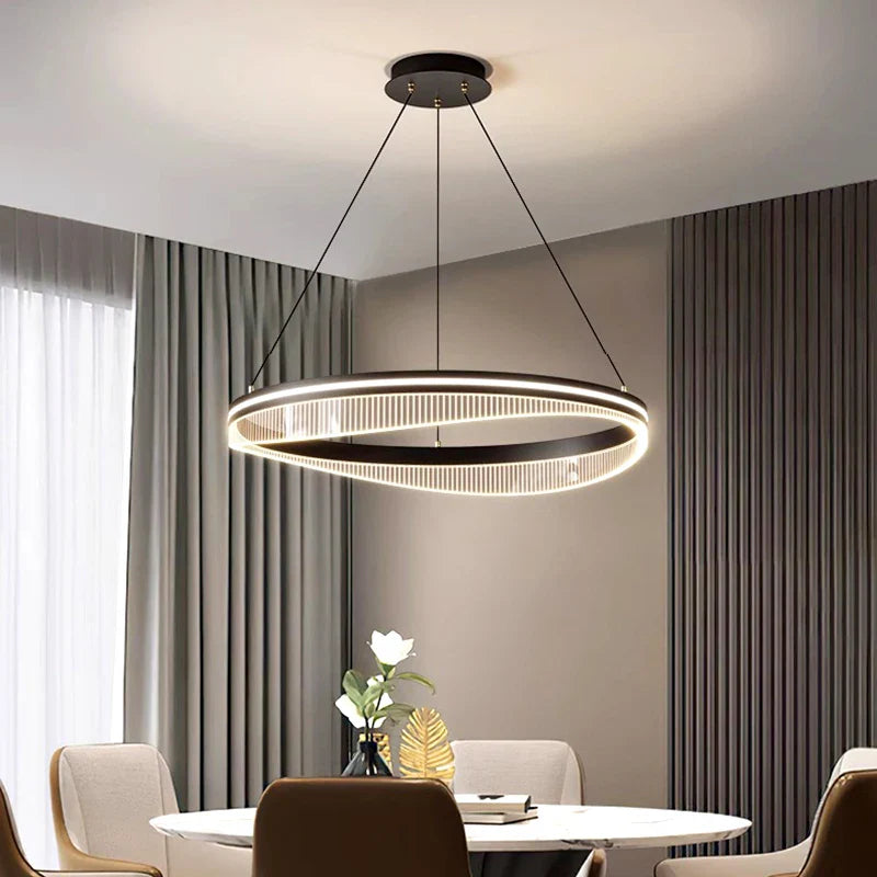 moderne ronde zwarte led-kroonluchter voor woonkamerverlichting