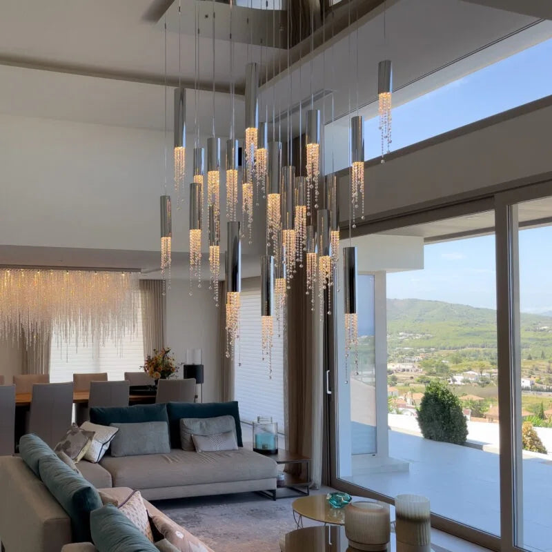 Moderne luxe LED-kristallen kroonluchter voor trap