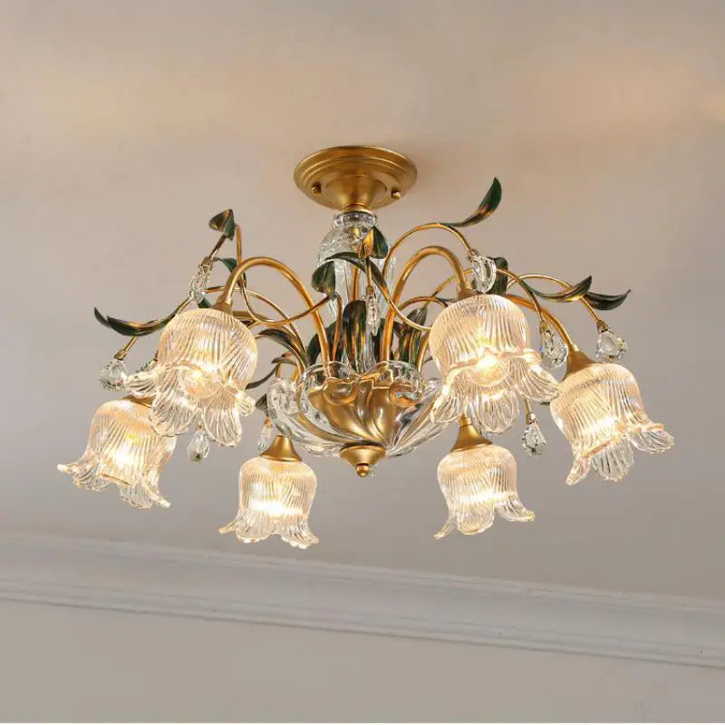 mediterrane glazen kroonluchter met trendy bloemmotieven