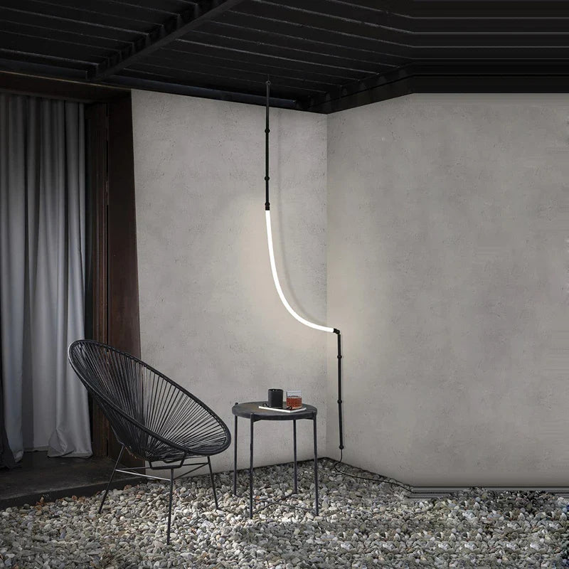 minimalistische lineaire led-kroonluchter van roestvrij staal