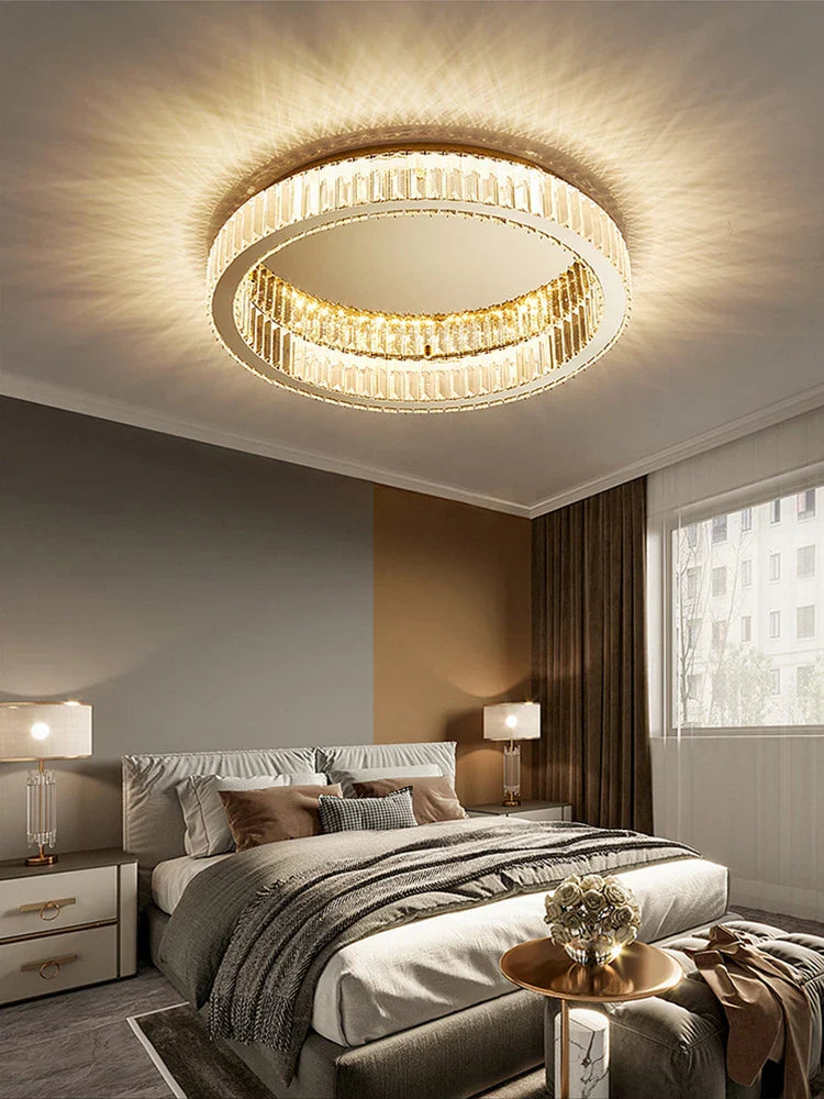 gouden en zilveren kroonluchter met dimbare ronde led